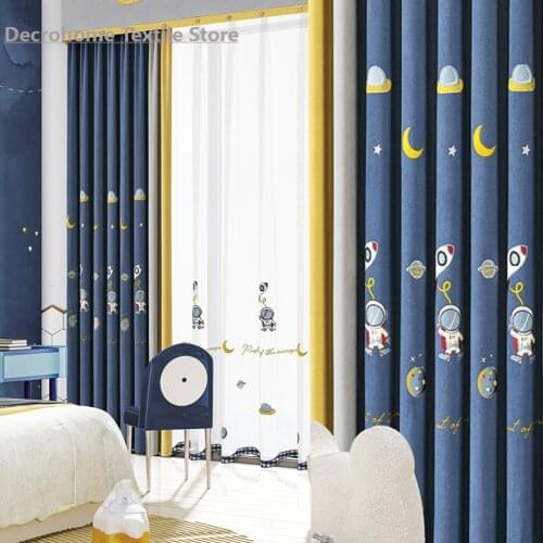 2021 New Boy Cartoon Room Childrens Room Short Curtains Children Blackout Curtains Room Bedroom Bay Window Curtains