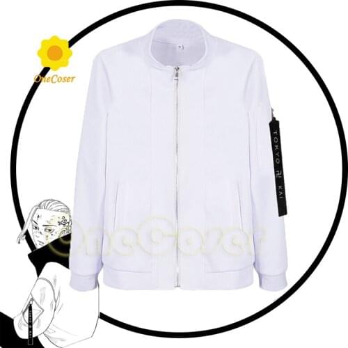 Anime Tokyo Revengers Ken Ryuguji Cosplay Costume Zipper White Jacket Manjiro Sano Keisuke Baji Uniform Baseball Coat Halloween