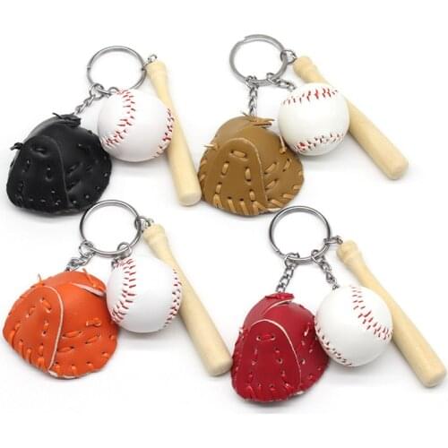 Creative Baseball Keychain Bag Pendant Baseball Three-piece Baseball Keychain Sports Souvenir Pendant