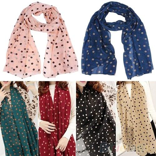 HOT SALES!!! Fashion Womens Polka Dot Print Long Scarf Shawl Wrap Beach Wrap Stole Gift Fashion Print Scarf Autumn Winter