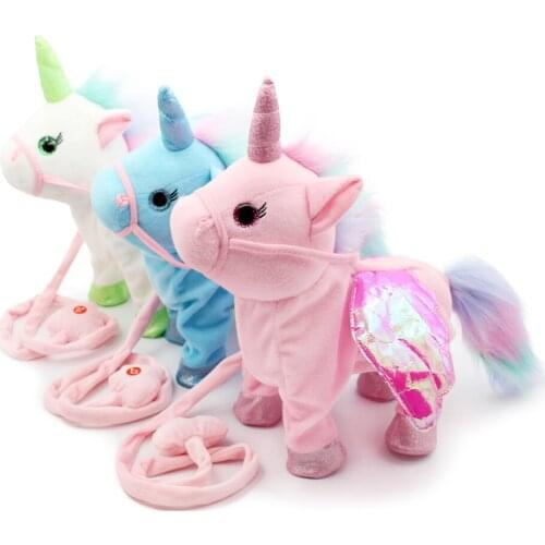2019 New dropshipping wholesale Walking Unicorn Plush Toy Stuffed Animal Toys For Girls Boys Children Kid Baby Toy 35cm
