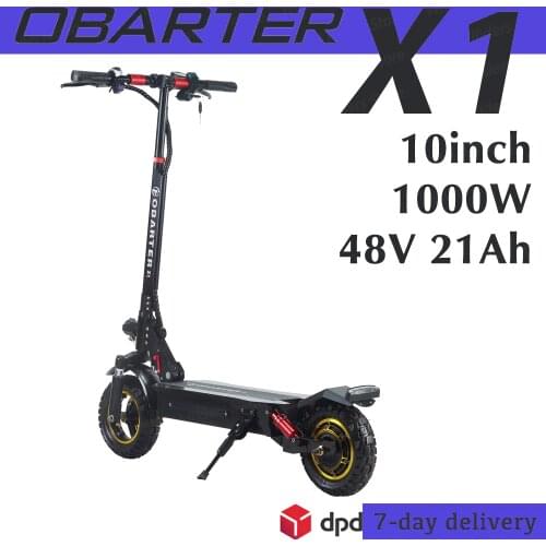 New OBARTER X1 Electric Scooter Adults 53KM/H E Scooter 10 Inch Off-Road Kick Scooter Rear Motor 48V800W21AH Foldable E-Scooter