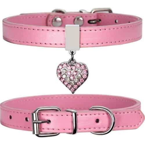New Leather Dog Collar Adjustable Heart Pendant Dog Collar Princess Puppy Cat Necklace Strap for Small Medium Dogs Pet Supplies