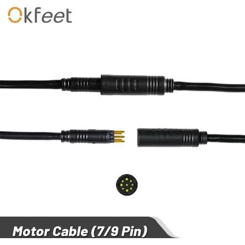 Okfeet Julet 7 9 Pin Waterproof Cable Straight Plug Electrical Ebike Extension Cable Connector for Electrical Bicycle Motor