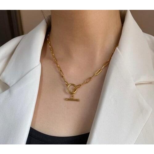 Titanium Toggle Chains Choker Necklace Women Stainless Steel Jewelry Designer T Show Runway Gown Rare Glam Japan Glam Gothic