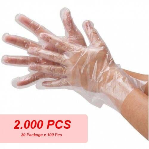 2000 Pcs Disposable Gloves One-off Plastic Gloves Restaurant BBQ Transparent Eco-friendly PE Gloves Kitchen Garden Accessories