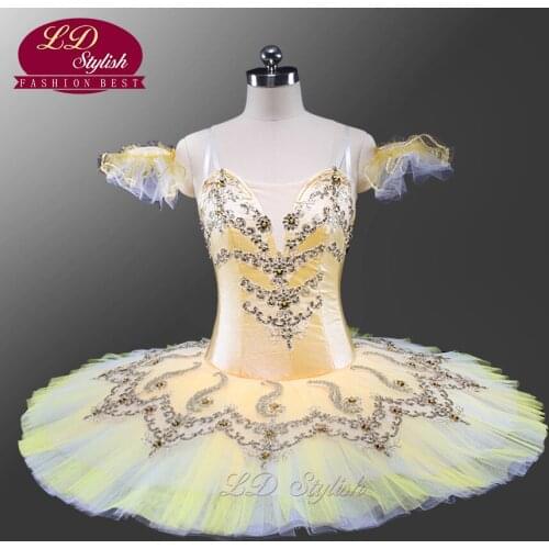 White Gold Professional Ballet Tutu Customized Adult Classcial Ballet Tutu Ballerina Classical Performance Ballet CostumeLD0050