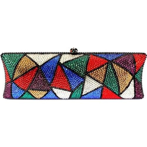 Luxury Christmas Gift Colorful Full Crystals Clutch Banquet Purse Evening Bags Clutches Women Party Chain Shoulder Handbags