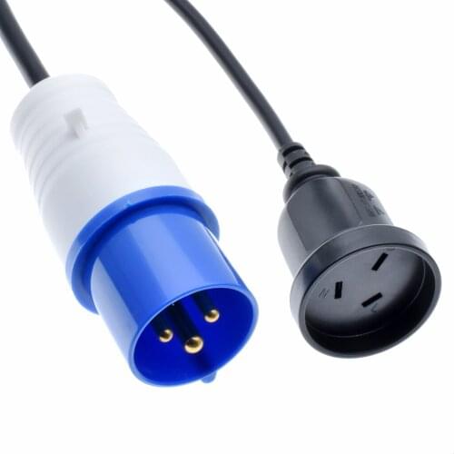 IEC309 316P6 to Australia SAA Outlet socket,connect the AS3112 Plug to the 316C6 receptacle power cord,1.0mm wire guage,IP44