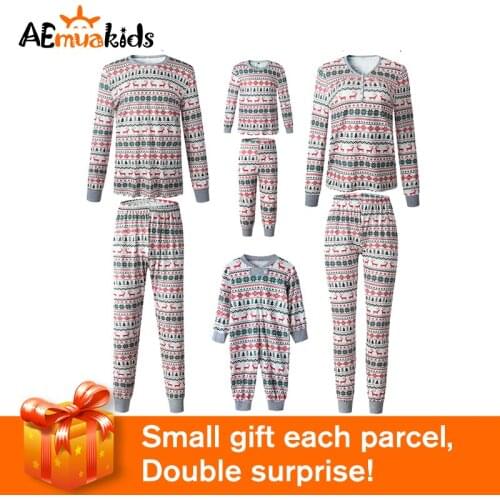 2021 Christmas Family Matching Pajamas Set Deer Adult Mom Dad Kid Family Matching Clothes Top+Pants Sleepwear Set Baby Romper