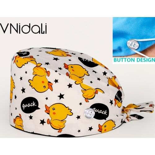 Women Beauty Work Hats Pet Grooming Nursing Work Scrub Hats Surgical Hats for doctors nurse hats scrub cap with button