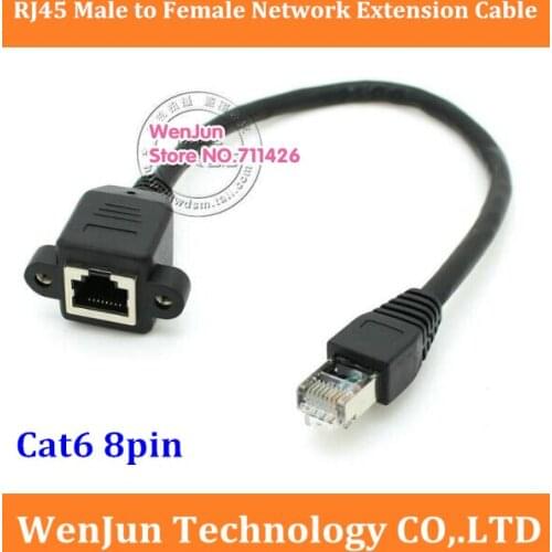 High Quality Upgraded 8Pin RJ45 Cat 6 Male to Female Extension Cable with ear Screw hole Panel Mount Ethernet LAN Network -10pcs