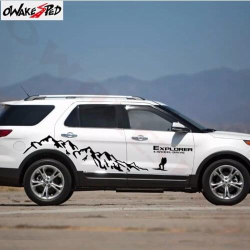 1set Mountain Climber Sport Styling Car Door Both Side Decor Stickers For-Ford Explorer DIY Vinyl Decals Auto Body Accessories