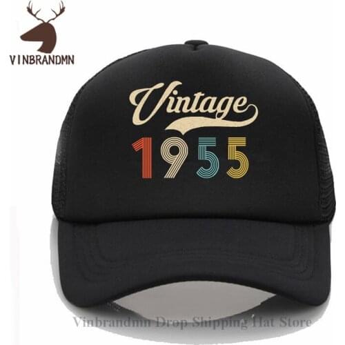 Vinbrandmn 50s Vintage 1955 Original Parts Baseball cap men women Born in 1955 Beach Bucket hats 66 Years Old Birthday gift hats