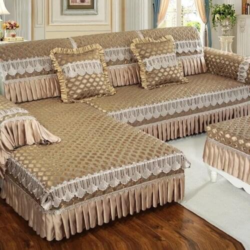 Four seasons universal fabric lace skirt sofa cushion washable cotton non-slip sofa cushion cover towel