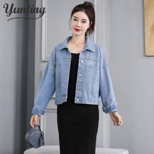 Short Denim 2021 Sping Autumn Jackets Women Wash Long Sleeve Vintage Casual Jean Jacket Bomber Denim Coat