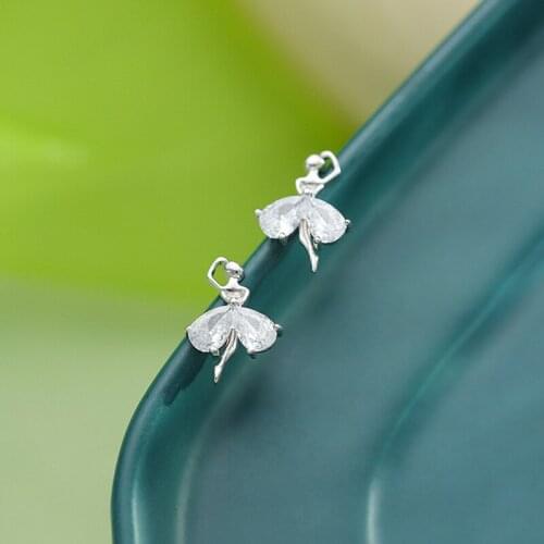 Cubic zirconia Ballet Women Girl Stud Earrings Fashion Ballerina Women Earrings Jewelry Accessories Femme Graduation Gift