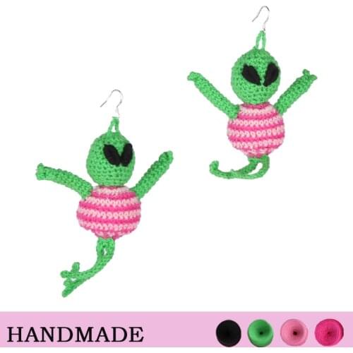 Handmade Y2K Women Earrings Fashion Charm Exaggerated Hip Hop Girls Gift Super Cute Alien UFO Saucerman Fun Party Eardrop