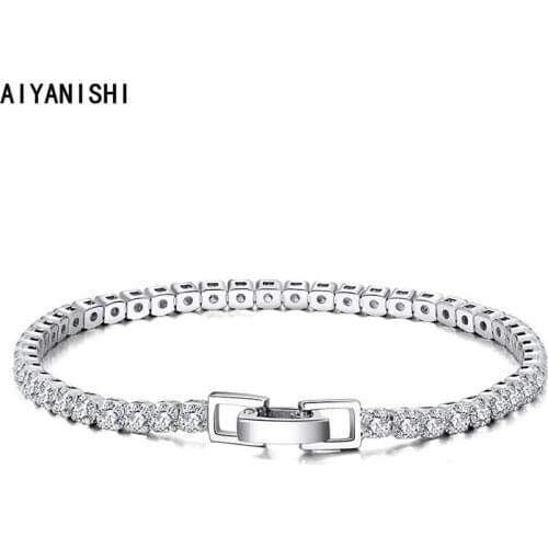 AIYANISHI 925 Sterling Silver 2/3/4mm tennis bangle bracelet for women wedding fashion luxury bracelets christmas gift jewelry