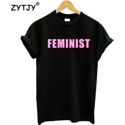 FEMINIST Pink Letters Print Women Tshirt Cotton Casual t Shirt For Lady Girl Top Tee Hipster Tumblr Drop Ship HH203-1