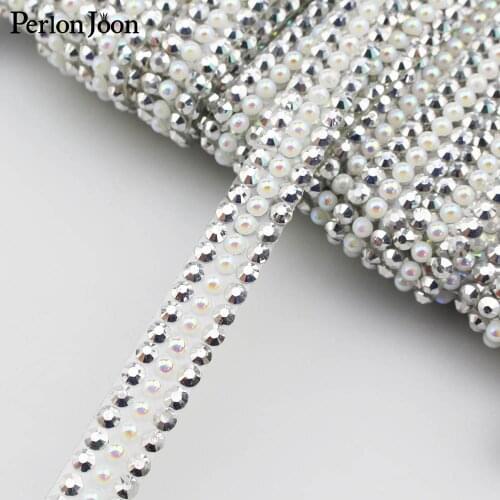 1yard Mineral silver Ab Crystal Rhinestone trim Hot fix Glue on Garments Accessories With Glue Hot Fix On Dress Bags Shoes TR053