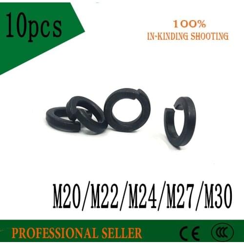 10pcs spring washers M20/M22/M24/M27/M30 Black Carbon Steel spring washers open washer