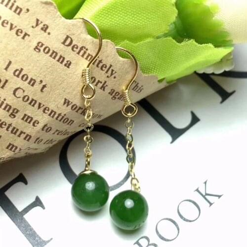 100% natural green jasper Fashion elegant round drop earrings Natural gemstone earrings 925 silver female party gift jewelry