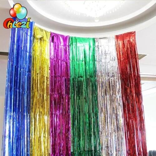 2M*1M Rain curtain background Gold Sliver Striped decorations wedding birthday party Grant event supplies Long Curling curtain
