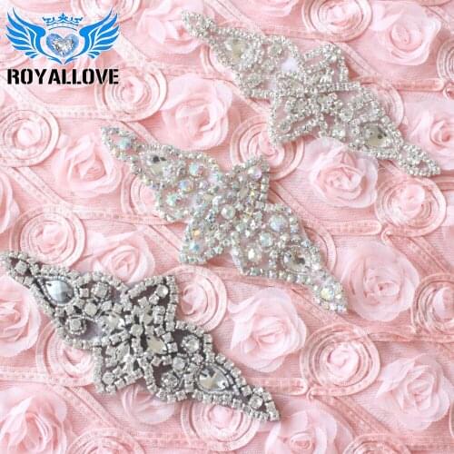 30 Pcs Wholesale Silver,Black,Ab crystal Handmade Sew Iron On Diamante Beaded Crystal Rhinestone Applique Patch DIY Bridal Sash