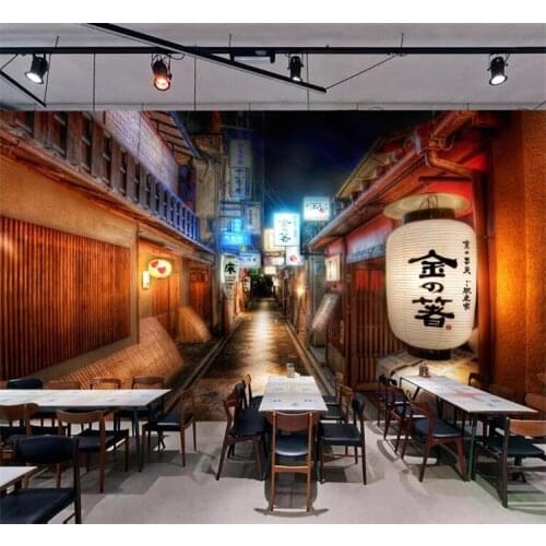 Retro Street Japanese Restaurant 3D Mural Wallpaper Modern Creative Background Wall Painting Eco-Friendly Non-Woven Wallpaper 3D
