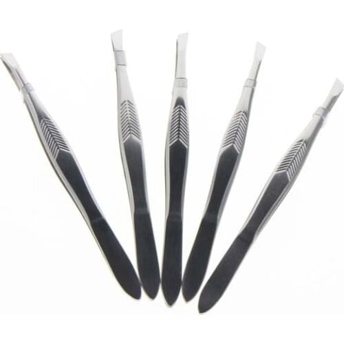 5Pcs/Set Chrome Plated Tweezers Volume Eyelashes Extensions Eyebrow Tweezers Curved Straight Nail Clipper Nipper Makeup Tools