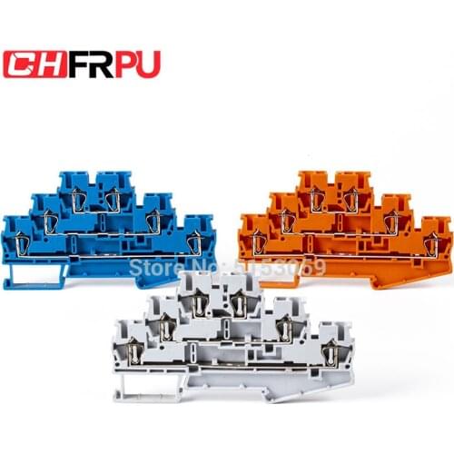 5Pcs ST2.5-3L Din Rail Triple-layer Spring Terminal Block Contact Tension Spring Terminal Block Return Pull Type Connectors