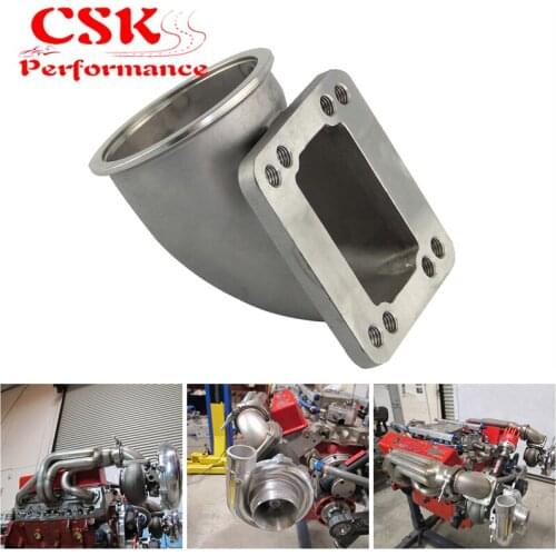 76mm 3" Vband 90 Degree Stainess SS Cast Turbo Elbow Adapter Flange For T3 T4 Turbocharger