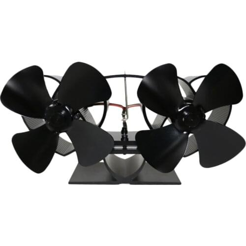 8-blade Twin Fan Heat Powered Stove Fan for Wood/Log Burner