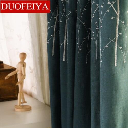 American Pastoral Cotton and Linen Embroidered Bay Window Shade Window Curtains Fashion Voile Curtains for Bedroom Living Room