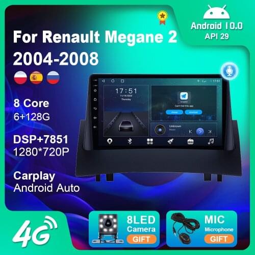Car Radio For Renault Megane 2 2004-2008 Multimedia Player GPS Navigation Auto Head Unit With 4G Camera Video recorder Antenna