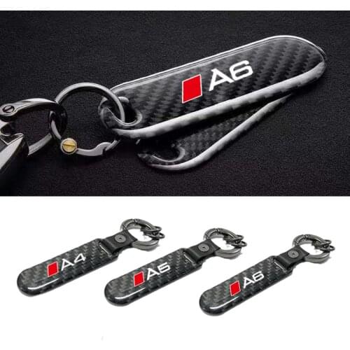 Real Carbon Fiber Car KeyChain Key Rings Pendant Accessories For Audi Sline A3 A4 A5 A6 A7 A8 Q3 Q5 Q7 Q8 8P 8V 8L B5 B6 C5 C7 6