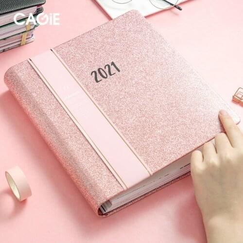PU Leather Agenda 2021 2022 Planner Diary Spiral Business Notebook and Journals Kawaii English Pages Coil Notepad Stationery