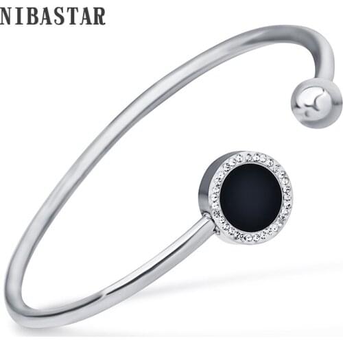 316L Stainless Steel Bracelet for Women Clear Crystal Pave Buckle Bracelet Bangle Luxury Jewelry