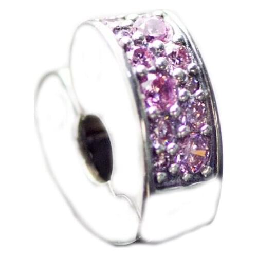 CKK Silver 925 Jewelry Fits Pandora Bracelets Pink Arcs Of Love Clip Charms Original Sterling Silver Beads