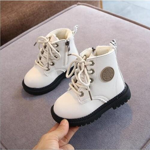 Childrens Plush Boots Boys Kids Shoes for Little Girl Autumn Winter 2021 British Warm Martin Baby Soft Bottom Short Boots