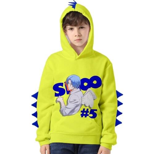 Anime Kids Yellow Hoodie SK8 the Infinity Langa Printed Cosplay Costume Boy Girl Hoodie Tops SK Skateboard Sweatshirt Summer