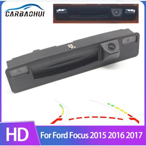 Dynamic Trajectory Parking Line Car Reverse Backup Rear View Trunk Handle Camera For Ford Focus 2015 2016 2017 Night Vision CCD