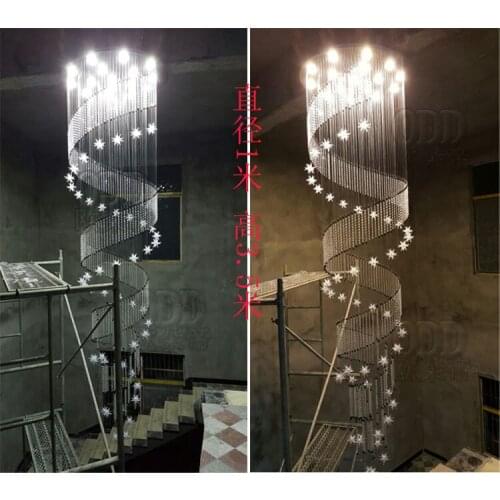 Spiral long chandelierrotating Simple ceiling lighting lamp staircase light double living room lamp modern crystal lamp SJ130