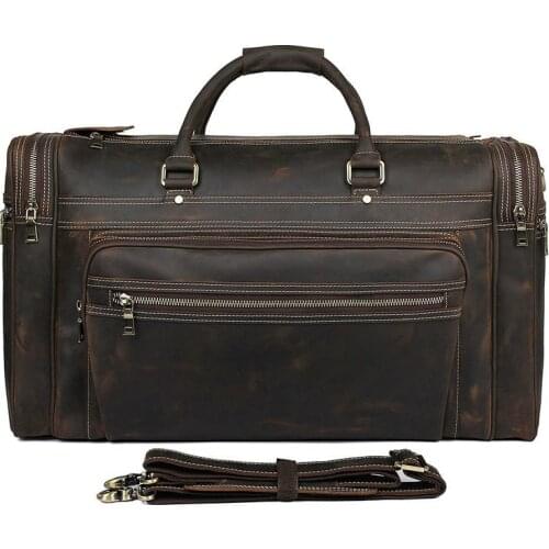 Travel Bag Carry On Luggage Large Capacity Mens Retro Tote Belt European And American Multifunction Leather Portable Duffel Bag