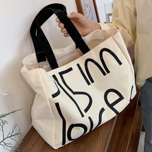 Letter Printing Canvas Big Shoulder Bag Women Large Capacity Tote Bags Designer Luxury Handbags Ladies Travel Shopping Bag