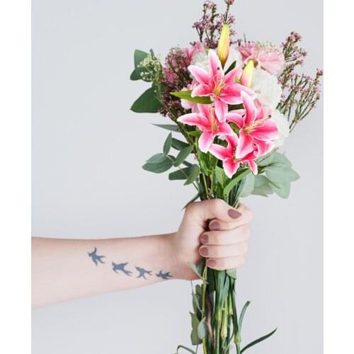 Artificial Lily Flower Bouquet DIY Wedding Bridal Silk Fake Flower Bouquet White/Pink/Yellow Lily Plants Home Party Decor