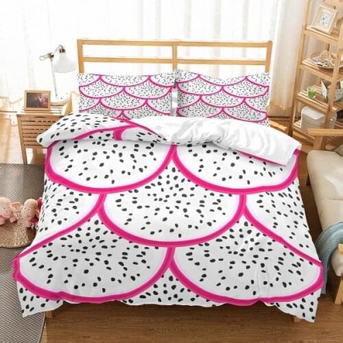 Delicious Fruit Printed 2/3 Piece Bedding Set 3d Cherry Pitaya Banana Down Quilt Cover Pillow Cover Super Home Textile Products