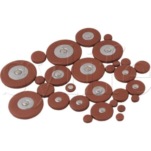 28pcs Soprano Saxophone Woodwind Leather Pads Orange