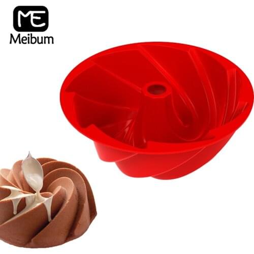 Meibum 9 Inch Savarin Chiffon Cake Molds Wave Pattern Chimney Silicone Mould Pastry Baking Tools Kitchen Dessert Bakeware